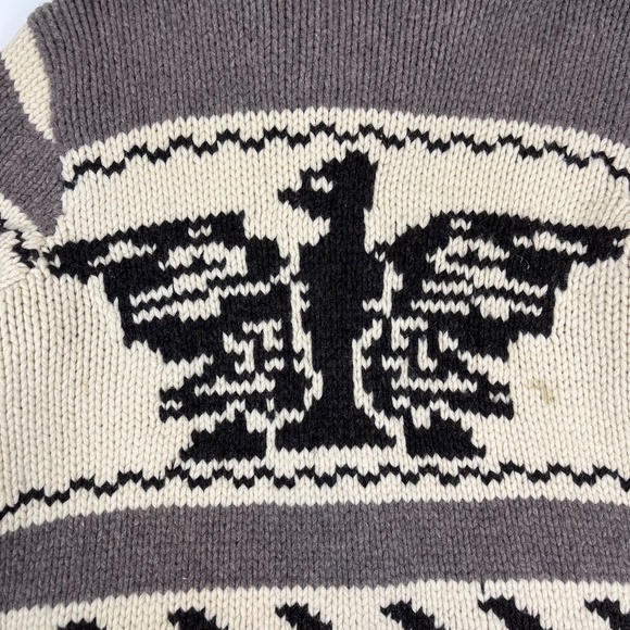 J Crew Western Cowichan Eagle Handknit Shawl Sweater Cardigan - Picture 5 of 6